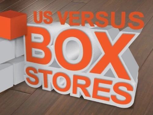 us vs box stores at Katy Carpets in Katy, TX